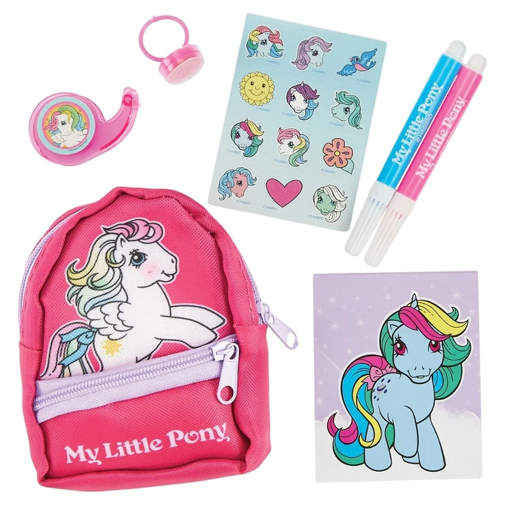 NEW Tiny Backpack Stationery Set My Little Pony Mini Notebook Glitter Tape Stamp - Picture 3 of 4